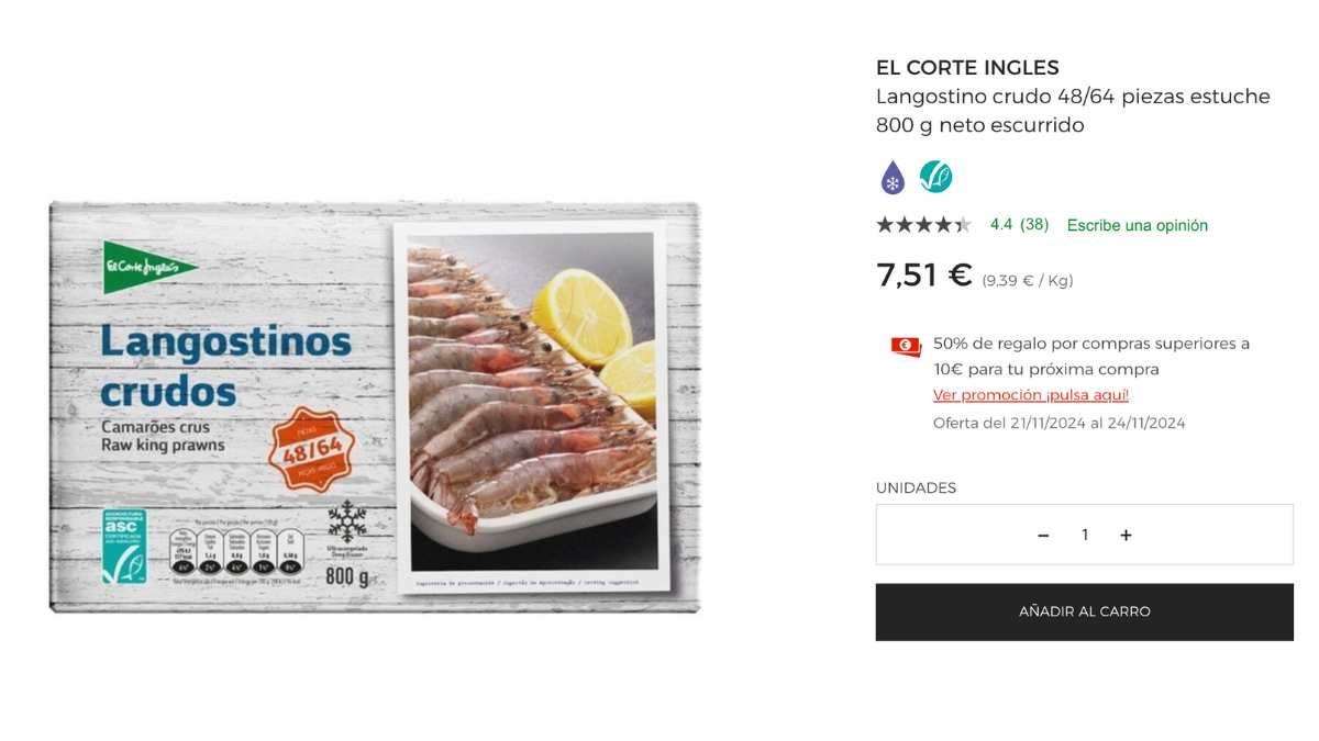 Langostinos El Corte Ingles 