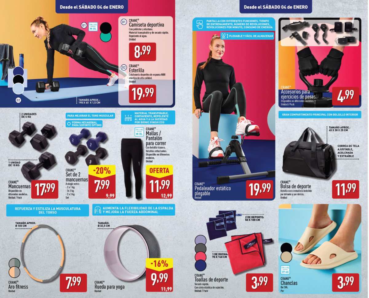 Catalogo de accesorios deportivos de Aldi