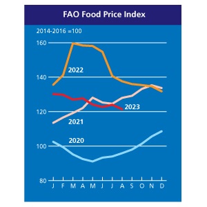 Evolución del precio de los alimentos por la FAO