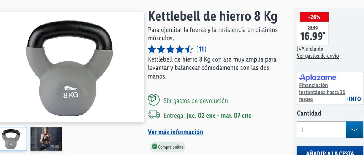 Kettlebell a la venta en Lidl