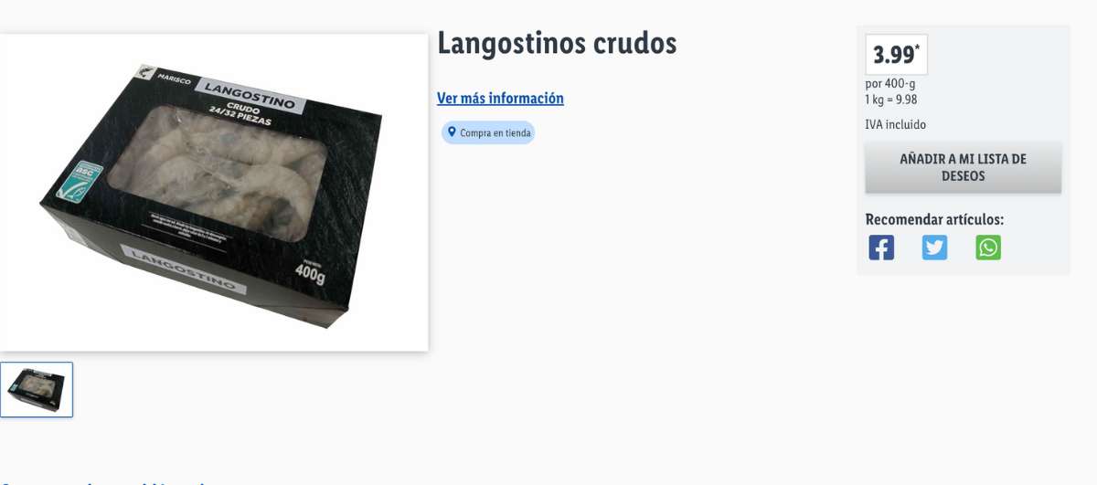 Langostinos congelados Lidl