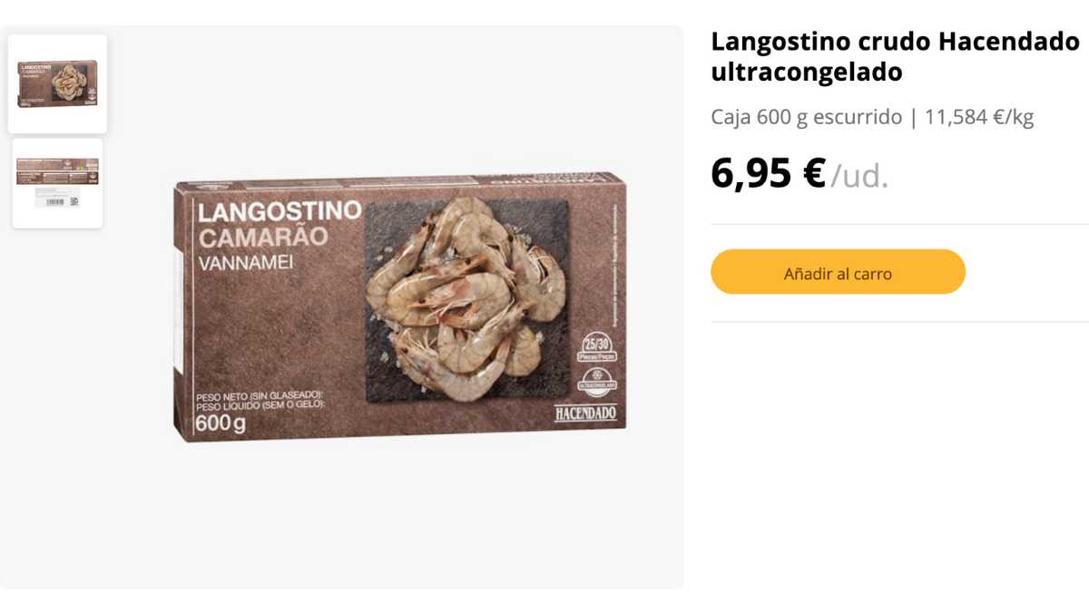 Caja de langostinos congelados Mercadona 