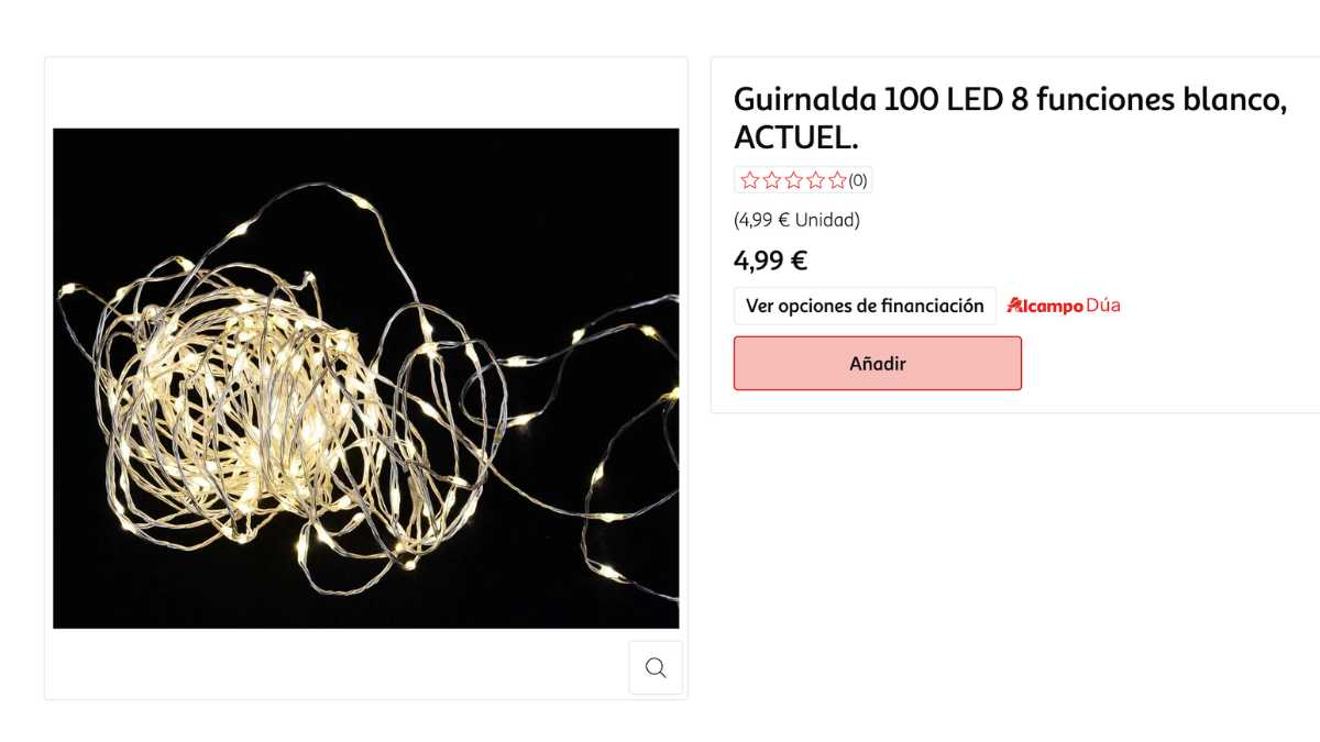 Guirnalda luces led alcampo 4,99 euros 