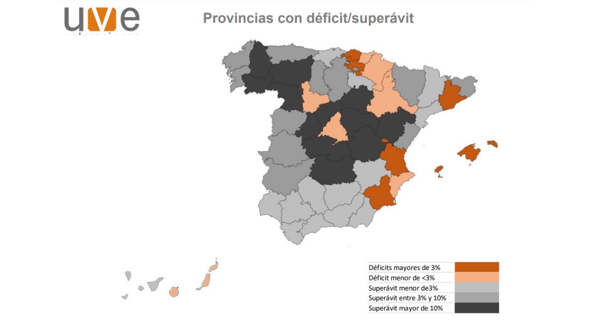 Provincias con superávit de construcción en España