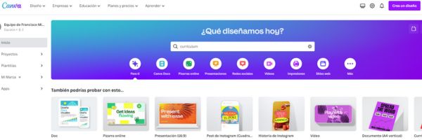 Buscar plantillas en Canva 