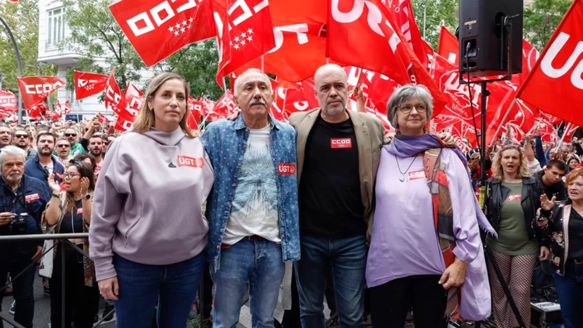 Unai Sordo y Pepe Álvarez en la manifestación por la reunión de jornada del pasado 26 de septiembre