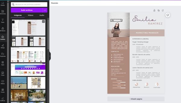 Insertar foto del CV en Canva
