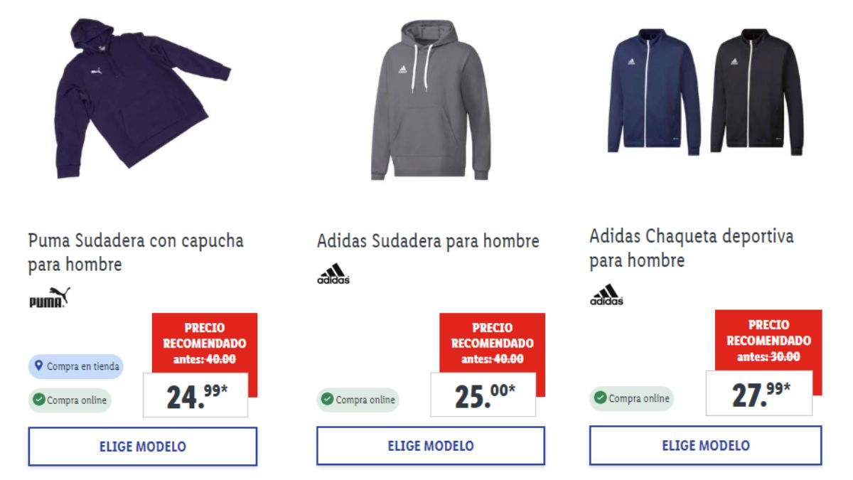 Chaquetas Lidl marcas Adidas y Puma 