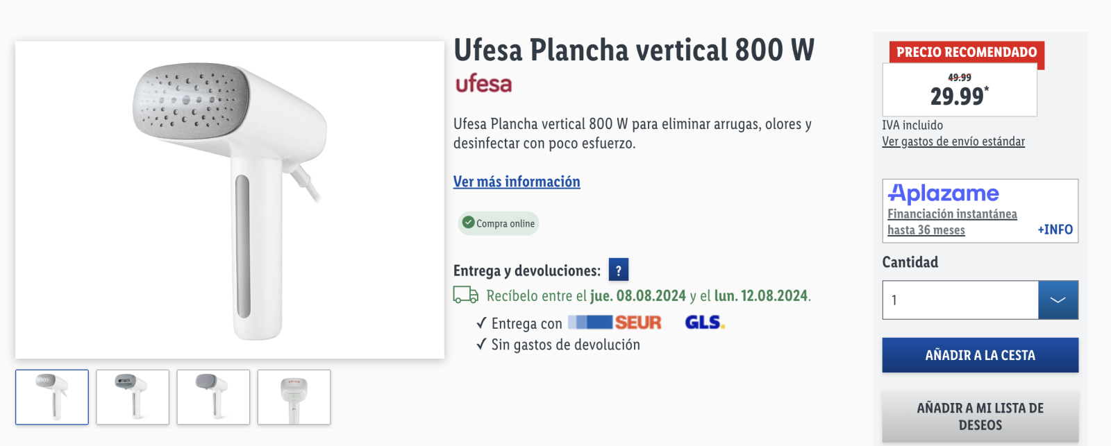 Plancha vertical lidl 