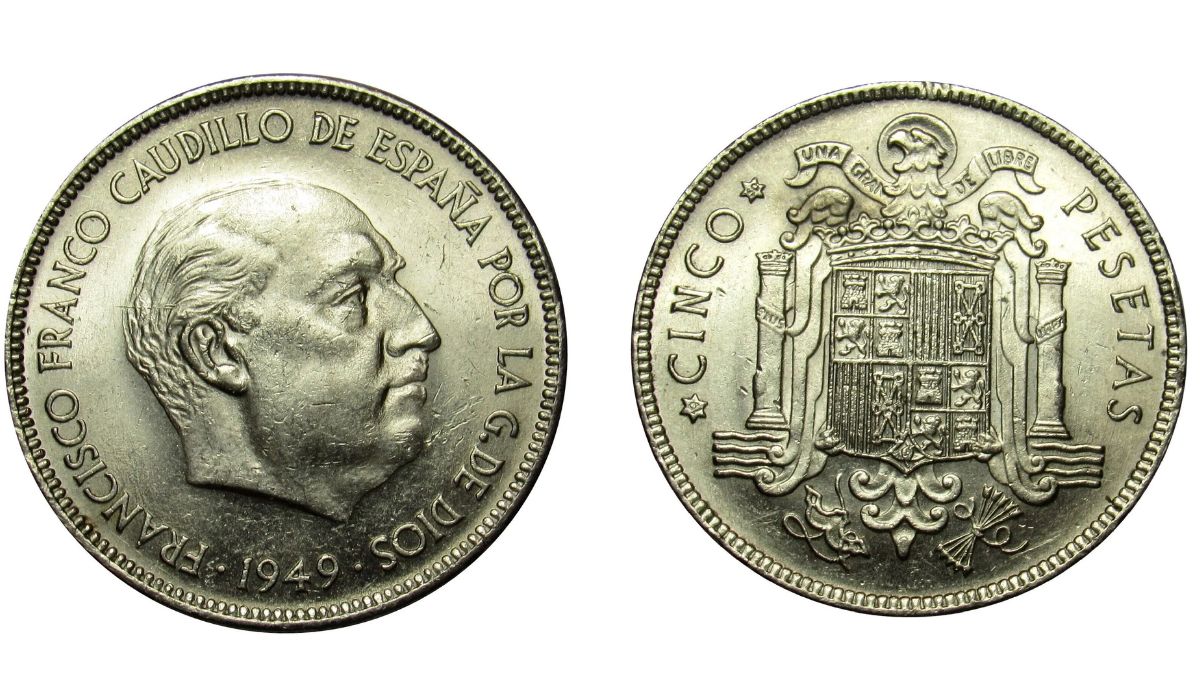 Moneda de duro con la cara de Franco.