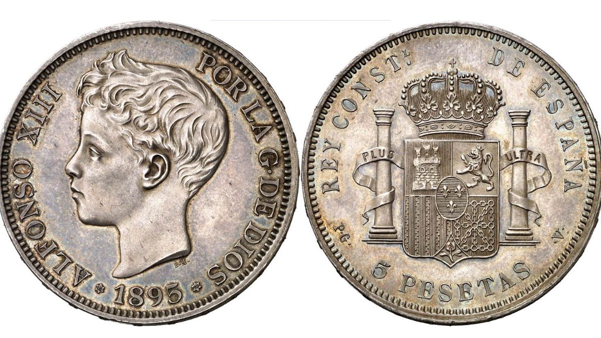 Moneda con la imagen de Alfonso XIII de niño