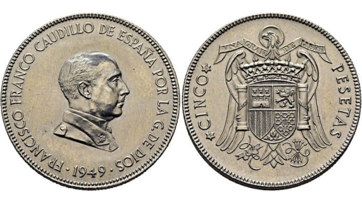 Moneda rara de 5 pesetas de Franco de 1949