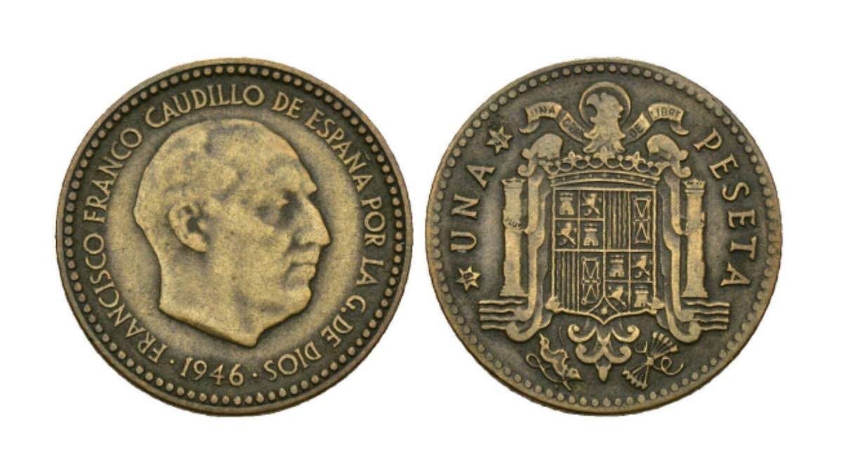 Moneda de peseta de Franco. 