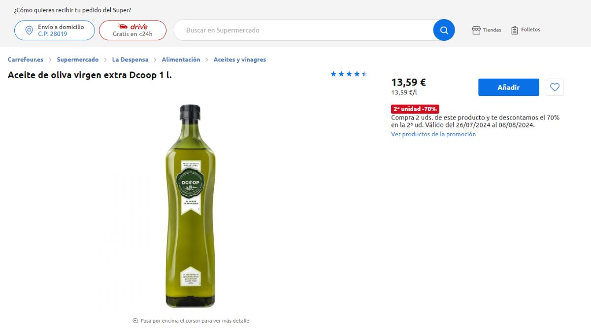 Oferta en aceite de oliva virgen extra en Carrefour