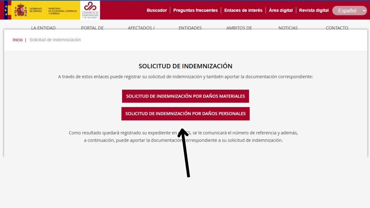 Página web del Consorcio de Seguros