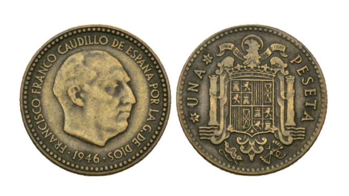 Peseta de Franco con el rostro de Benlliure