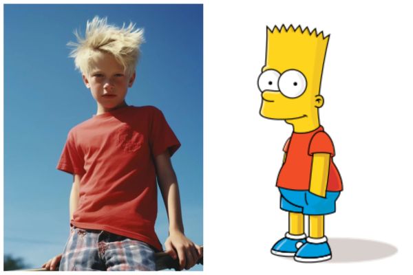 Bart Simpson versión dibujos vs. versión IA