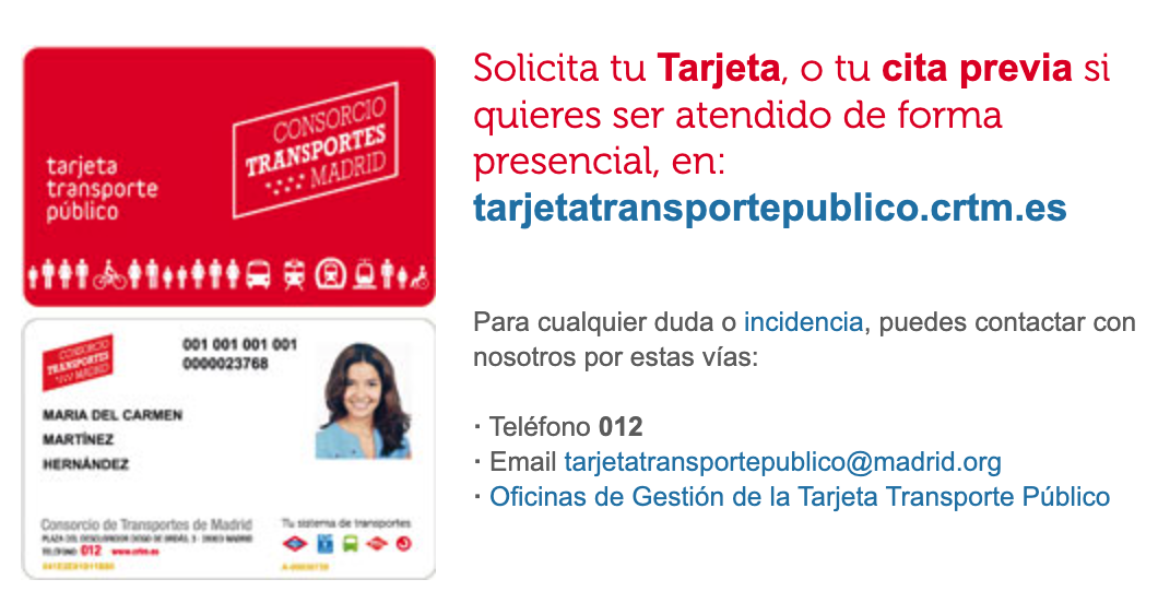 Tarjeta Transporte Madrid