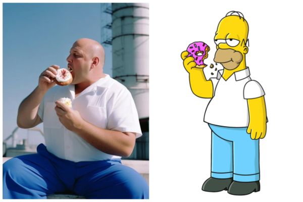 Homer Simpson versión dibujos vs. versión IA