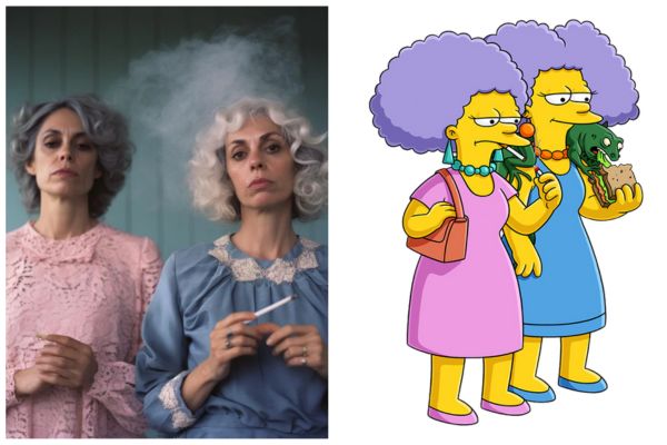Patty y Selma  de ‘Los Simpsons’ versión dibujos vs. versión IA 