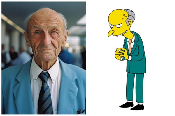 Sr. Burns de ‘Los Simpsons’ versión dibujos vs. versión IA