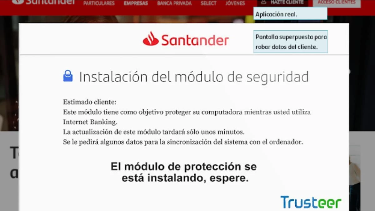 Estafa del Banco Santander Overlay