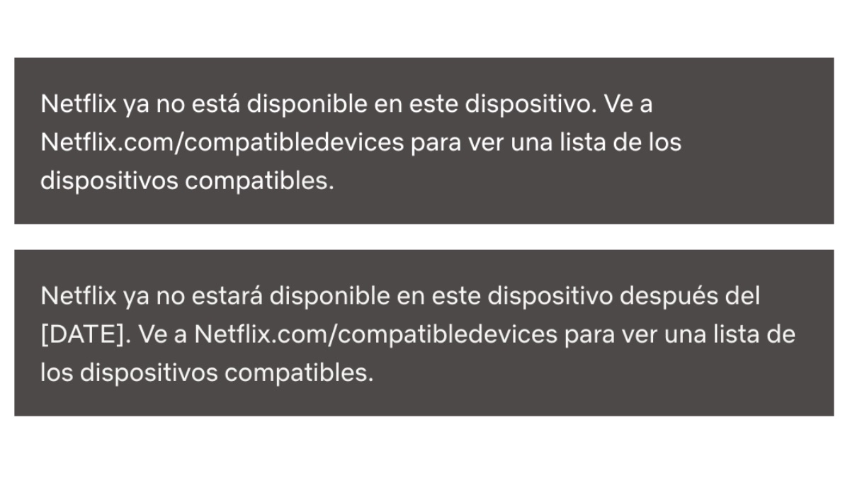 Mensajes de incompatibilidad de Netflix