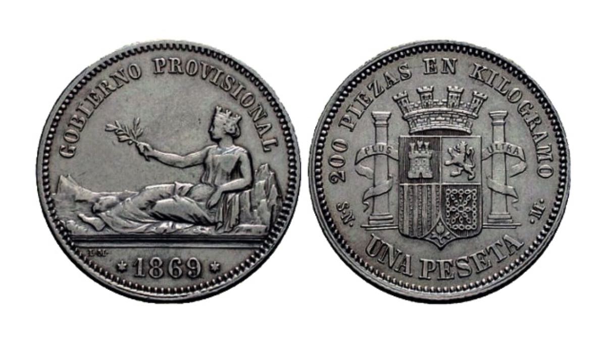 Moneda de 1 peseta de 1869