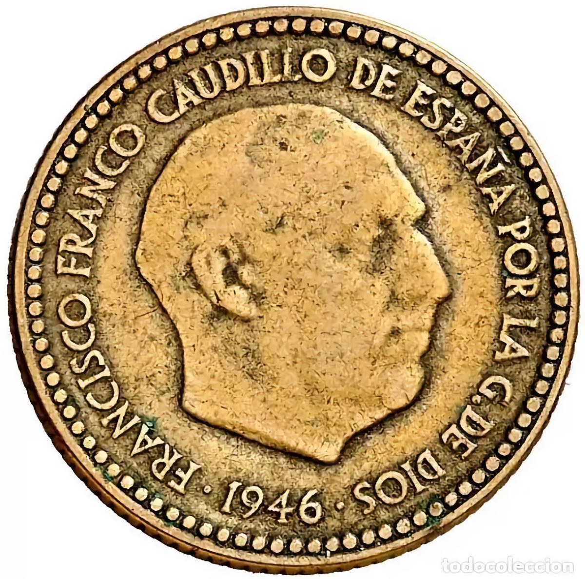 Moneda una peseta busto Franco