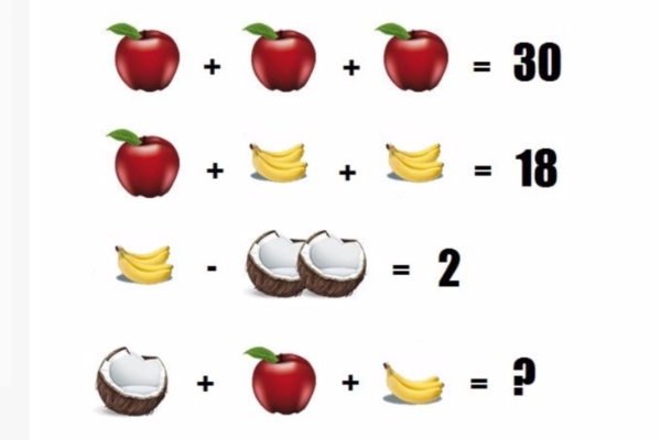 Descubre el valor de cada fruta en este reto visual