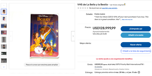 VHS de La Bella y la Bestia