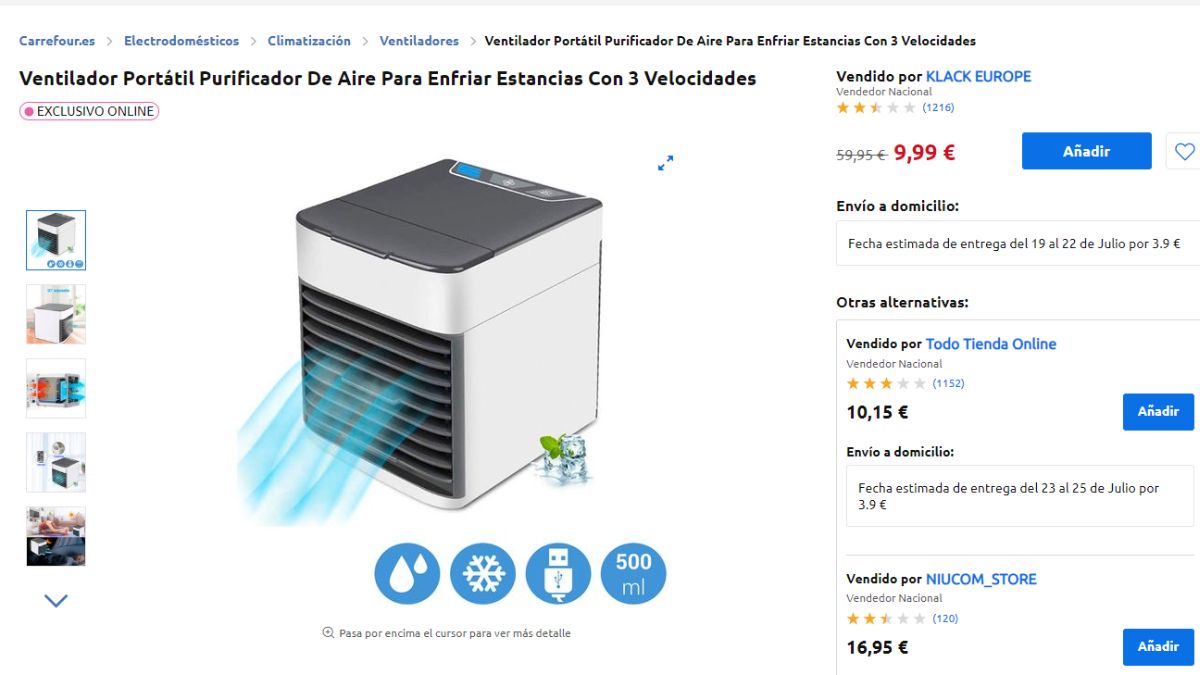 El ventilador en oferta de Carrefour.